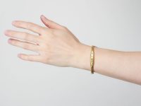 Edwardian 15ct Gold, Green Garnet & Diamond Bangle