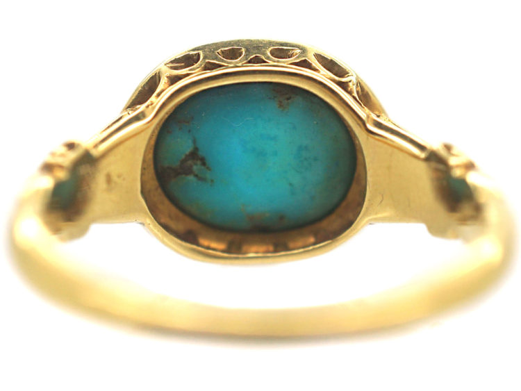 Victorian 18ct Gold, Turquoise & Rose Diamond Ring