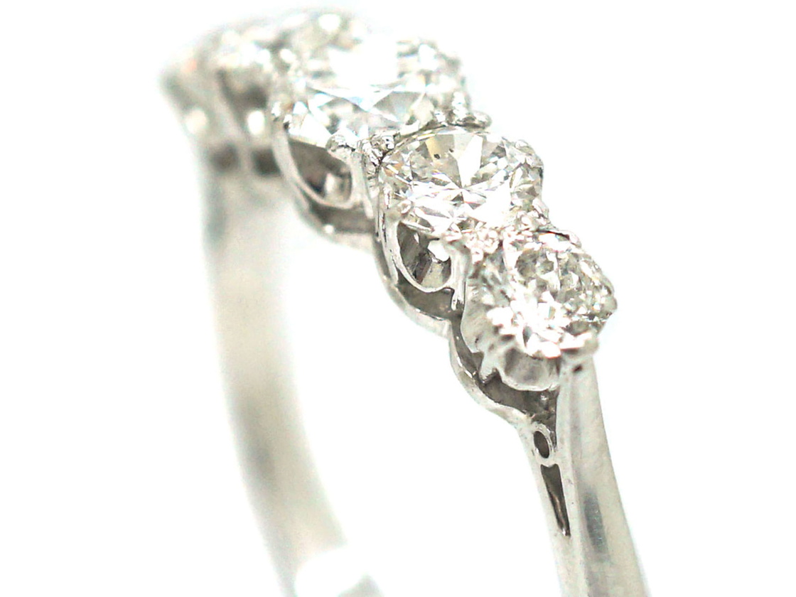 18ct White Gold & Diamond Five Stone Ring (695P) | The Antique ...