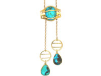 Art Nouveau 15ct Gold & Turquoise Necklace by Murrle Bennett & Co