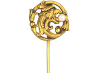 French 18ct Gold Griffin Tie Pin with a Natural Pearl in its Beak