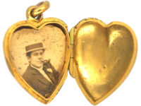 Edwardian 15ct Gold & Ruby Heart Shaped Locket