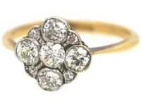 Edwardian 18ct Gold & Platinum Diamond Cluster Ring
