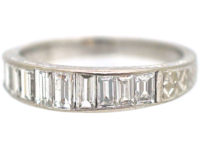 Art Deco Platinum & Baguette Diamond Half Eternity Ring