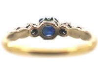 18ct White & Yellow Gold, Sapphire & Diamond Three Stone Ring