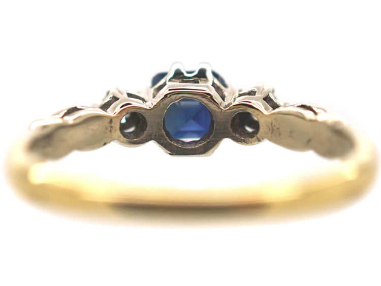 18ct White & Yellow Gold, Sapphire & Diamond Three Stone Ring