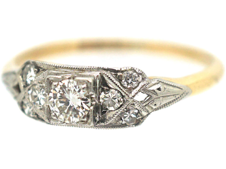 Art Deco 18ct Gold & Platinum Diamond Ring
