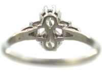 Art Deco Two Stone Diamond Ring with Baguette Diamond Shoulders