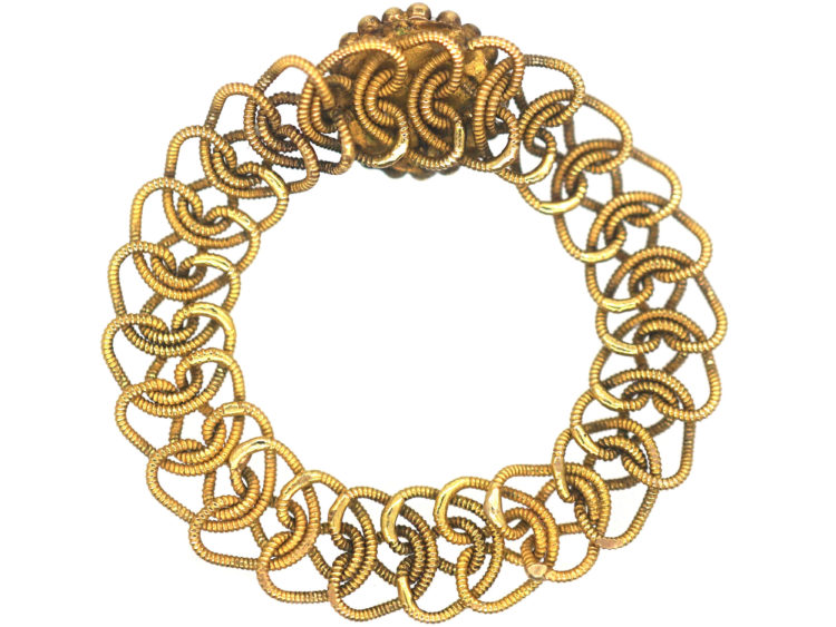 Georgian 18ct Gold Forget Me Not Chain Ring set with a Turquoise