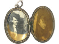 Oval Silver Locket with Foliate Engraving