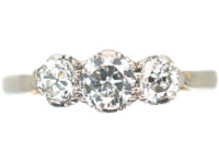 Art Deco 18ct Gold & Platinum, Three Stone Diamond Ring
