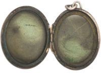 Oval Silver Locket with Incised Leaf Design