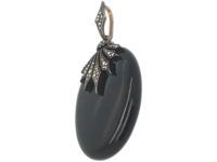 Victorian Onyx & Diamond Oval Pendant with Glazed Locket on Reverse
