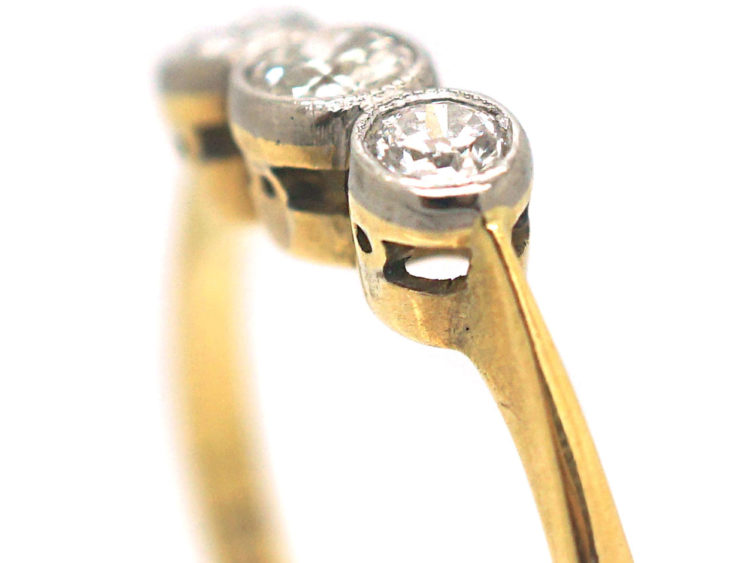 Art Deco 18ct Gold & Platinum, Three Stone Diamond Ring
