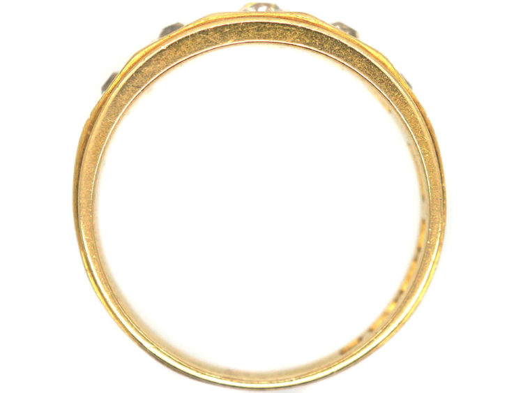 Victorian 18ct Gold Ring set with Five Diamonds in Square Settings