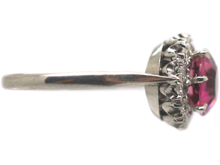 18ct White Gold Pink Tourmaline & Diamond Cluster Ring
