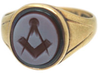 9ct Gold Ring with Carnelian Masonic Intaglio