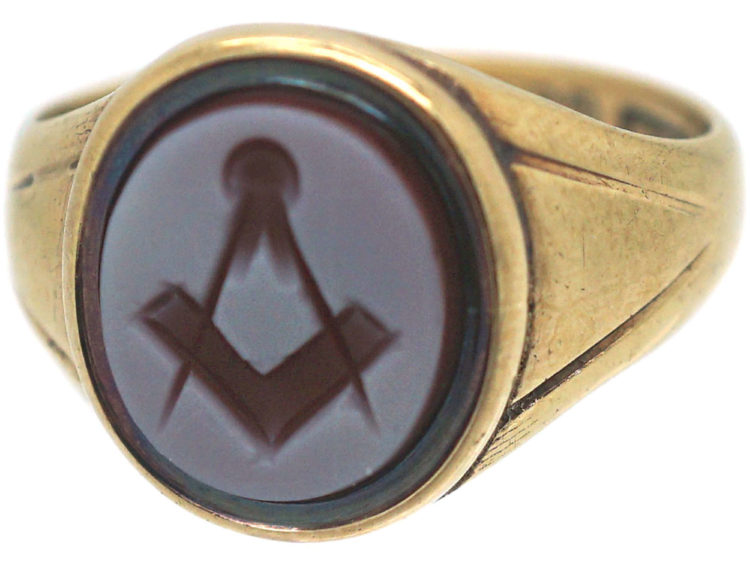 9ct Gold Ring with Carnelian Masonic Intaglio