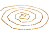 Edwardian 9ct Gold Baton & Trace Link Chain