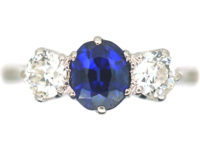 Platinum, Sapphire & Diamond Three Stone Ring