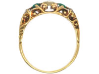 Regency 18ct Gold, Briolette Cut Diamond & Emerald Ring