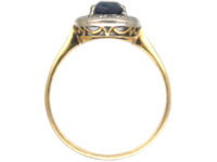 Art Deco 18ct Gold & Platinum, Sapphire & Diamond Cluster Ring