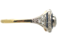 Art Deco 18ct Gold & Platinum, Sapphire & Diamond Target Ring