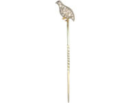 Edwardian Platinum & 18ct Gold Diamond Set Grouse Tie Pin
