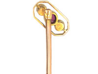 Art Deco 15ct Gold Ruby & Natural Split Pearl Tie Pin