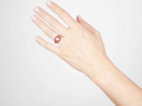 Georgian 18ct Gold Cabochon Moonstone & Ruby Ring