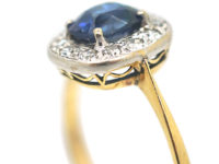 Art Deco 18ct Gold & Platinum, Sapphire & Diamond Cluster Ring