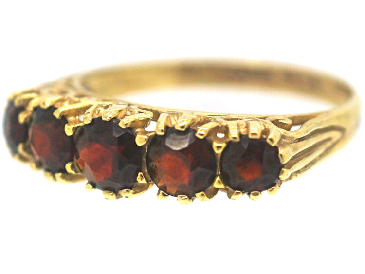 9ct Gold Five Stone Garnet Ring