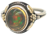 Arts & Crafts Silver & Gold, Water Opal Ring