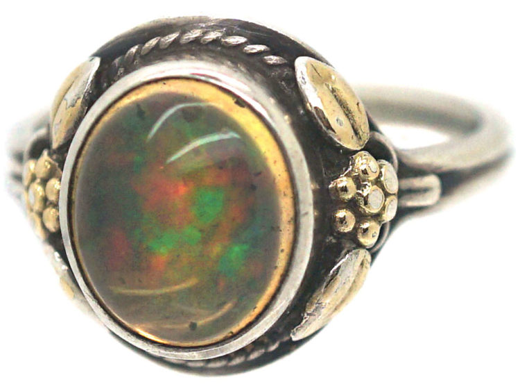 Arts & Crafts Silver & Gold, Water Opal Ring
