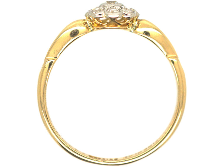 Edwardian 18ct Gold & Platinum, Diamond Daisy Cluster Ring
