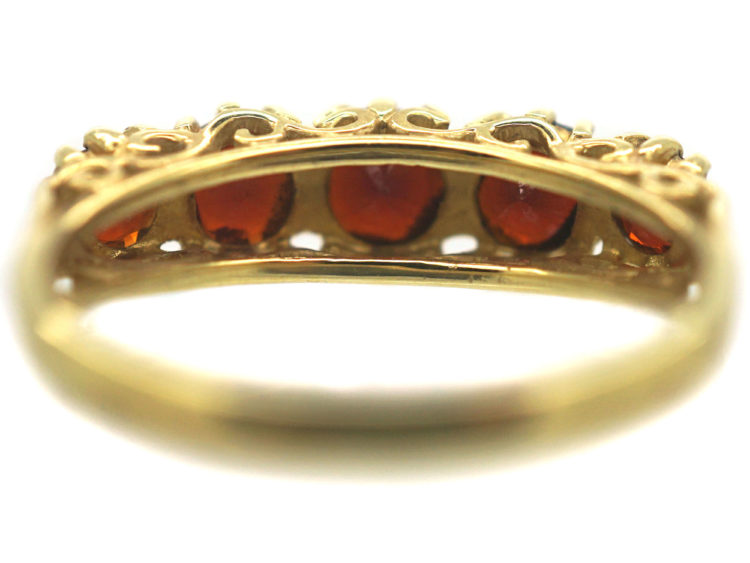 9ct Gold Five Stone Garnet Ring