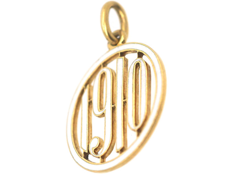 18ct Gold & White Enamel 1910 pendant by Cartier