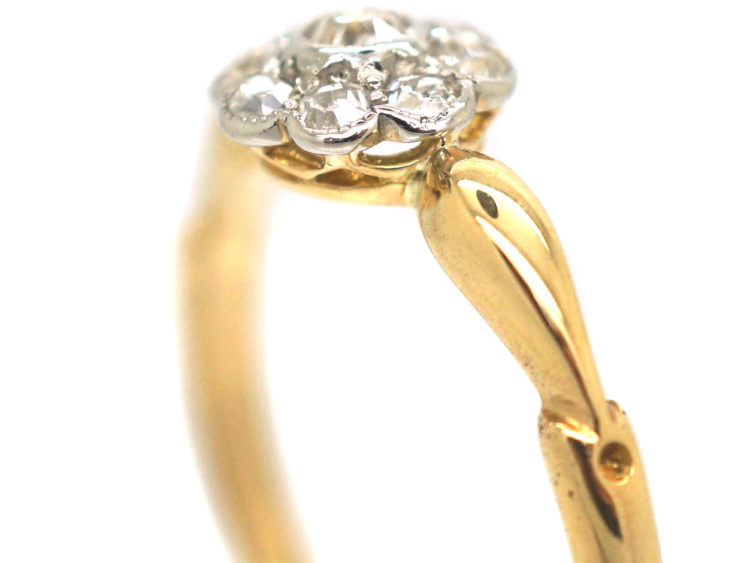Edwardian 18ct Gold & Platinum, Diamond Daisy Cluster Ring