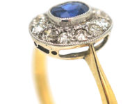 Edwardian 18ct Gold & Platinum, Sapphire & Diamond Cluster Ring