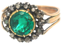Georgian Emerald & Rose Cut Diamond Cluster Ring
