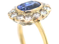 Edwardian 18ct Gold , Sapphire & Diamond Cluster Ring