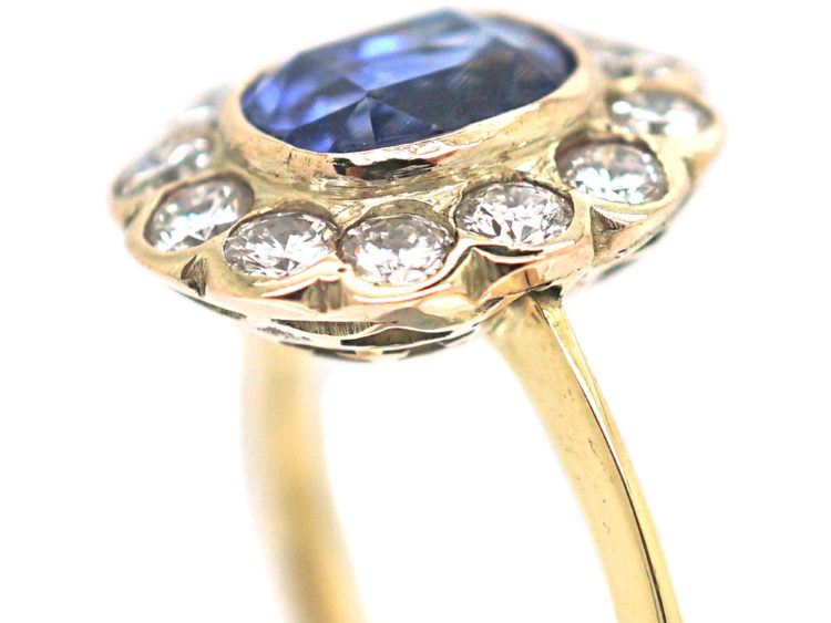 Edwardian 18ct Gold , Sapphire & Diamond Cluster Ring