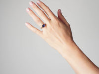 Edwardian 18ct Gold, Cabochon Sapphire & Rose Diamond Ring