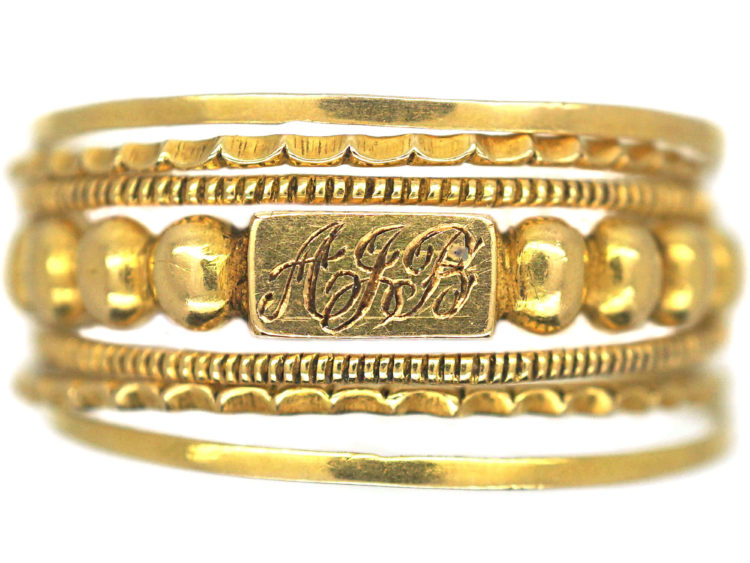Georgian 18ct Gold Puzzle Ring with Monogram