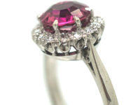 18ct White Gold Pink Tourmaline & Diamond Cluster Ring