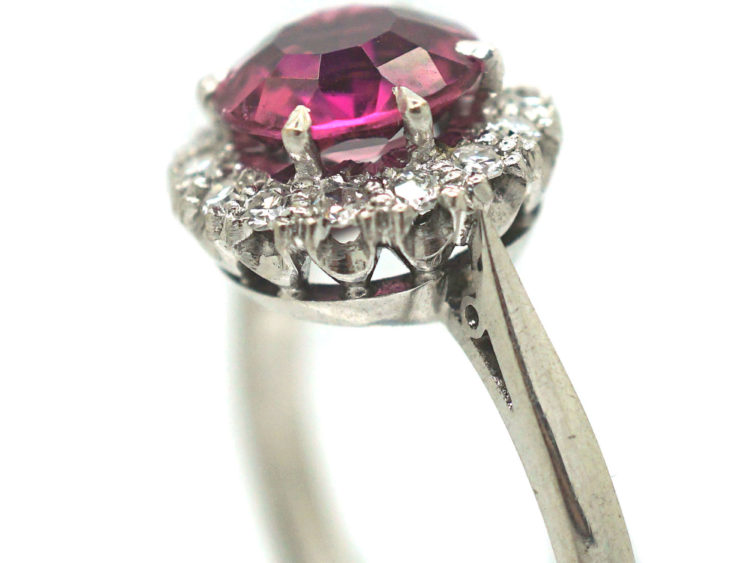 18ct White Gold Pink Tourmaline & Diamond Cluster Ring