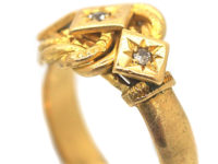 Edwardian 18ct Gold Knot Ring set with Three Diamonds