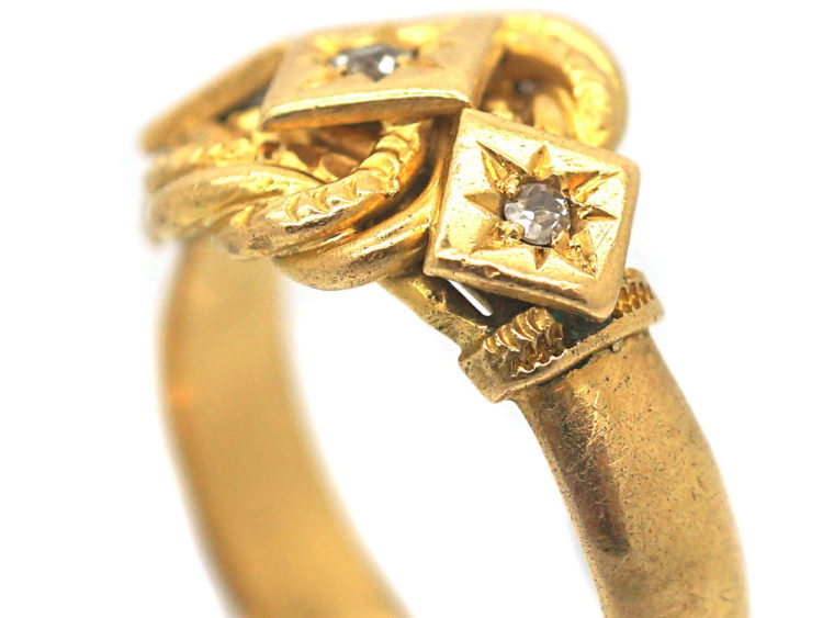 Edwardian 18ct Gold Knot Ring set with Three Diamonds
