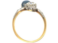 Edwardian 18ct Gold & Platinum, Sapphire & Diamond Crossover Ring