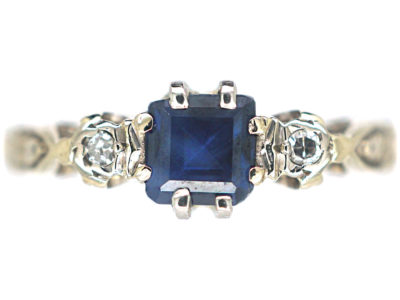 18ct White & Yellow Gold, Sapphire & Diamond Three Stone Ring